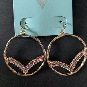 Boho Earrings with Yarn Geometric Design